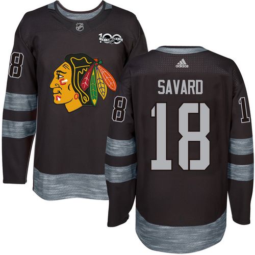 Chicago Blackhawks #18 Denis Savard Black 1917-2017 100th Anniversary Stitched Jersey Men's cheap jerseys for sale - CheapJerseys.Shop