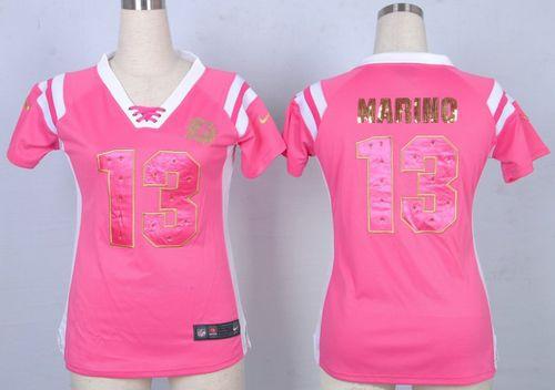 Dolphins #13 Dan Marino Pink Women's Stitched Elite Draft Him Shimmer Jersey cheap jerseys for sale - CheapJerseys.Shop