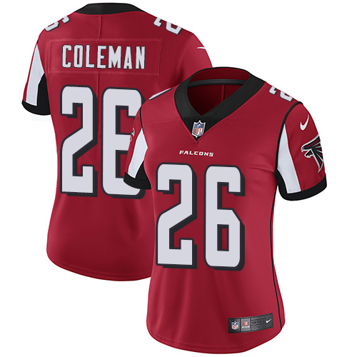 Atlanta Falcons #26 Tevin Coleman Red Team Color Women's Stitched Vapor Untouchable Limited Jersey Womens cheap jerseys for sale - CheapJerseys.Shop