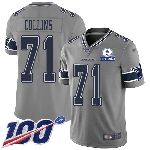 Dallas Cowboys #71 La'el Collins Gray Men's Stitched With Established In 1960 Patch Limited Inverted Legend 100th Season Jersey Men's cheap jerseys for sale - CheapJerseys.Shop