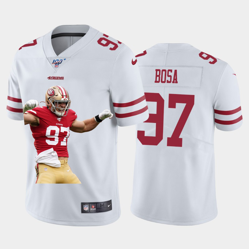 San Francisco 49ers #97 Nick Bosa Team Hero Vapor Limited 100 Jersey White cheap jerseys for sale - CheapJerseys.Shop