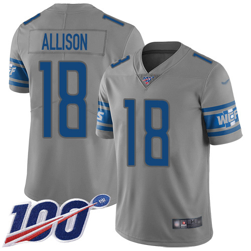 Detroit Lions #18 Geronimo Allison Gray Youth Stitched Limited Inverted Legend 100th Season Jersey Youth cheap jerseys for sale - CheapJerseys.Shop