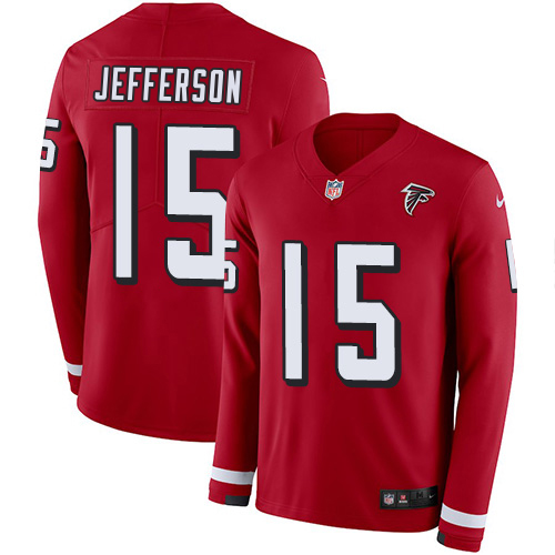 Falcons #15 Van Jefferson Red Team Color Men's Stitched Limited Therma Long Sleeve Jersey cheap jerseys for sale - CheapJerseys.Shop