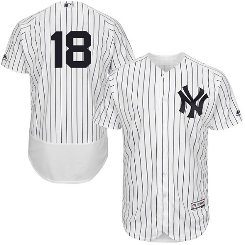 New York Yankees #18 Don Larsen White Strip Flexbase Authentic Collection Stitched Jersey Men's cheap jerseys for sale - CheapJerseys.Shop