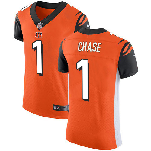 Bengals #1 Ja'Marr Chase Orange Alternate Men's Stitched New Elite Jersey cheap jerseys for sale - CheapJerseys.Shop