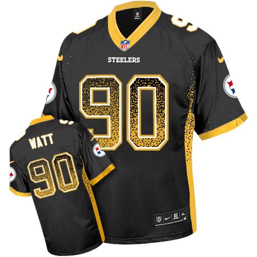 Steelers #90 T. J. Watt Black Team Color Youth Stitched Elite Drift Fashion Jersey cheap jerseys for sale - CheapJerseys.Shop