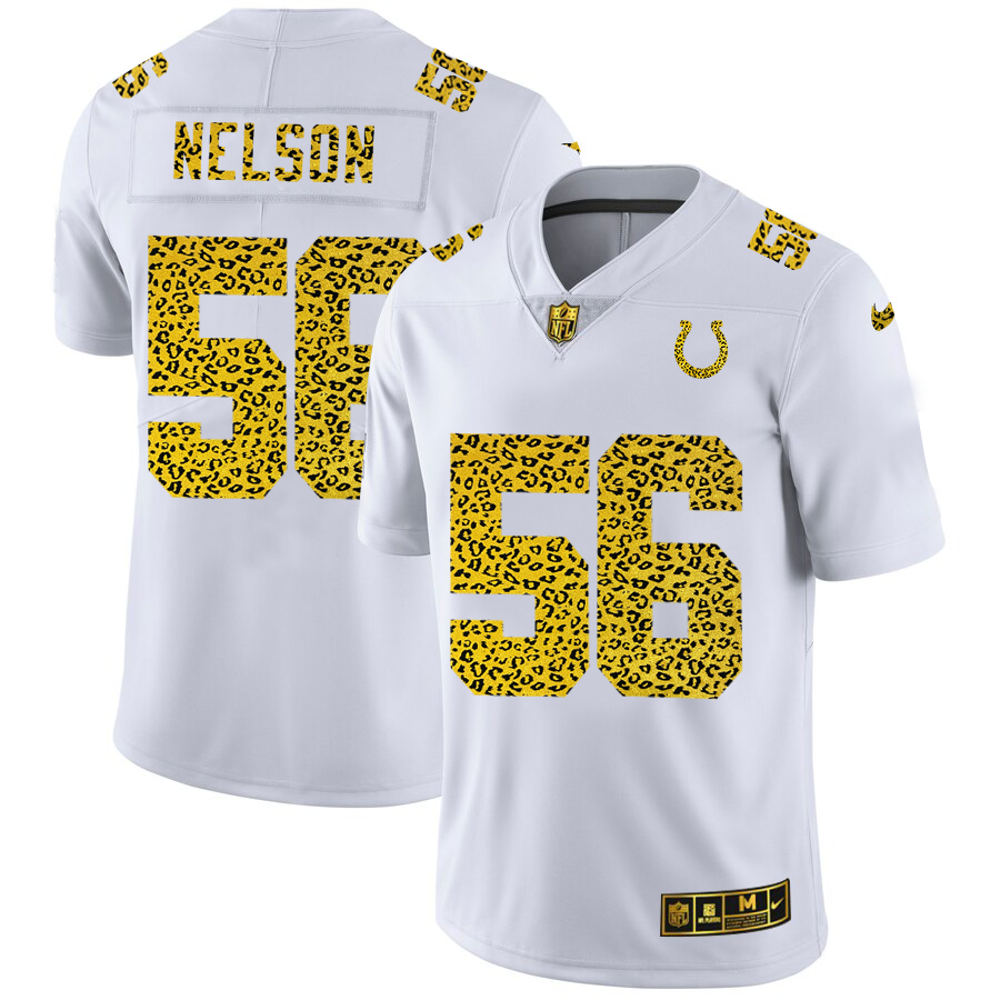 Indianapolis Colts #56 Quenton Nelson Men's Flocked Leopard Print Vapor Limited Jersey White cheap jerseys for sale - CheapJerseys.Shop