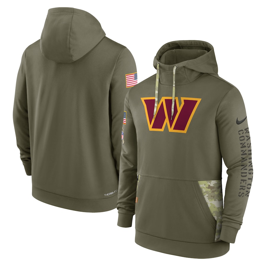 Washington Commanders 2022 Salute To Service Therma Performance Pullover Hoodie - Olive cheap jerseys for sale - CheapJerseys.Shop