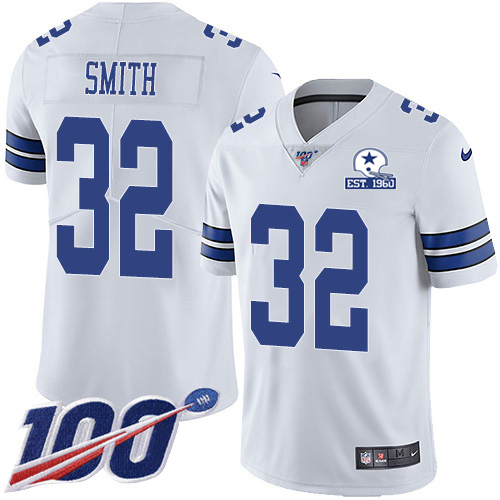 Dallas Cowboys #32 Saivion Smith White Men's Stitched With Established In 1960 Patch 100th Season Vapor Untouchable Limited Jersey Men's cheap jerseys for sale - CheapJerseys.Shop