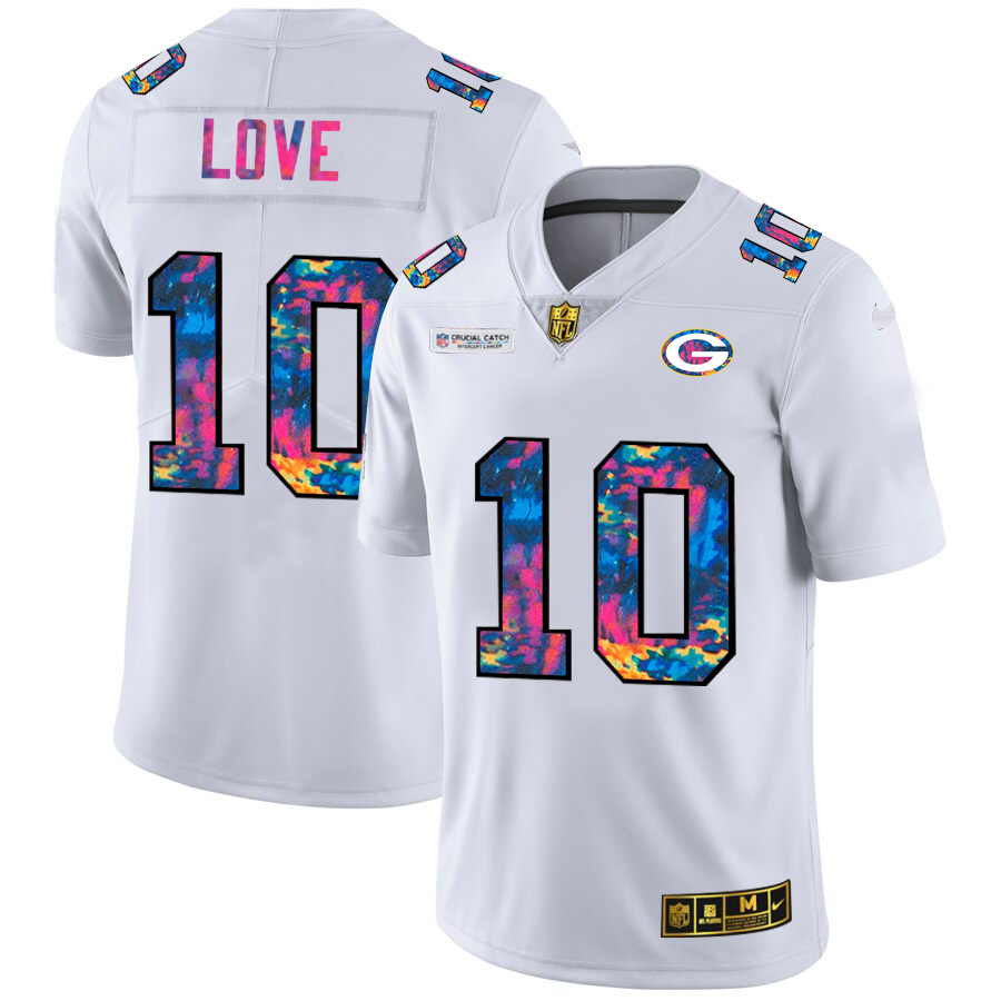 Green Bay Packers #10 Jordan Love Men's White Multi-Color 2020 Crucial Catch Limited Jersey cheap jerseys for sale - CheapJerseys.Shop