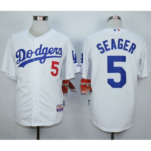 Los Angeles Dodgers #5 Corey Seager White Cool Base Stitched Jersey Men's cheap jerseys for sale - CheapJerseys.Shop