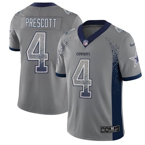 Cowboys #4 Dak Prescott Gray Men's Stitched Limited Rush Drift Fashion Jersey cheap jerseys for sale - CheapJerseys.Shop