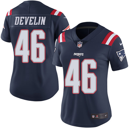 New England Patriots #46 James Develin Navy Blue Women's Stitched Limited Rush Jersey Womens cheap jerseys for sale - CheapJerseys.Shop