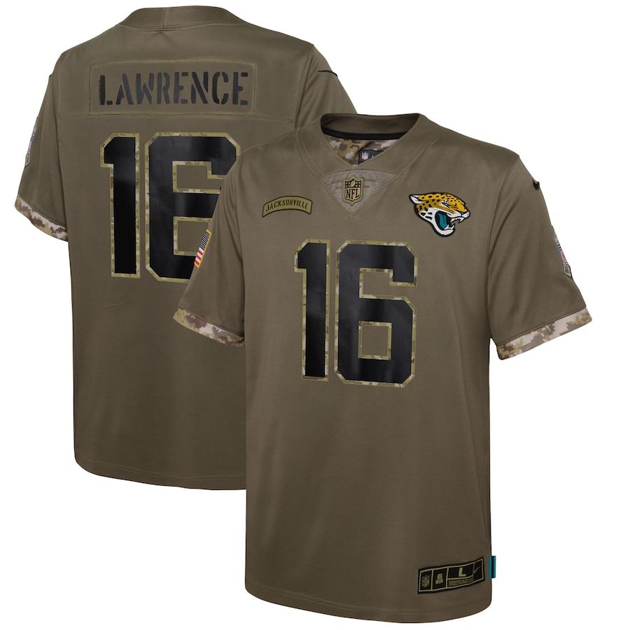 Jacksonville Jaguars #16 Trevor Lawrence Youth 2022 Salute To Service Limited Jersey - Olive cheap jerseys for sale - CheapJerseys.Shop