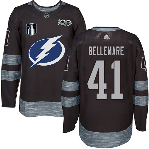 Tampa Bay Lightning #41 Pierre-Edouard Bellemare Black 2022 Stanley Cup Final Patch 100th Anniversary Stitched Youth Jersey Youth cheap jerseys for sale - CheapJerseys.Shop