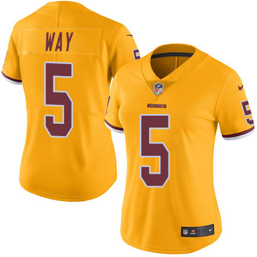 Washington Commanders #5 Tress Way Gold Women's Stitched Limited Rush Jersey Womens cheap jerseys for sale - CheapJerseys.Shop