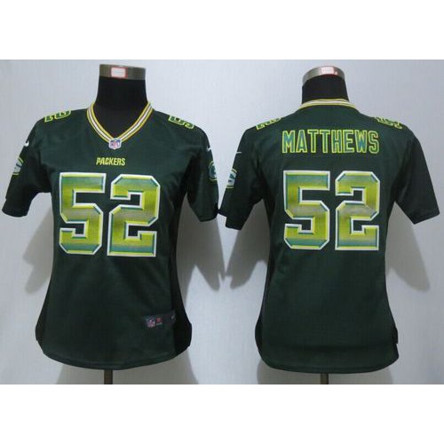 Green Bay Packers #52 Clay Matthews Green Team Color Women's Stitched Elite Strobe Jersey Womens cheap jerseys for sale - CheapJerseys.Shop