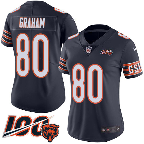 Chicago Bears #80 Jimmy Graham Navy Blue Team Color Women's Stitched 100th Season Vapor Untouchable Limited Jersey Womens cheap jerseys for sale - CheapJerseys.Shop