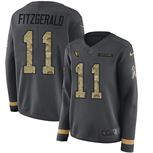 Cardinals #11 Larry Fitzgerald Anthracite Salute To Service Women's Stitched Limited Therma Long Sleeve Jersey cheap jerseys for sale - CheapJerseys.Shop