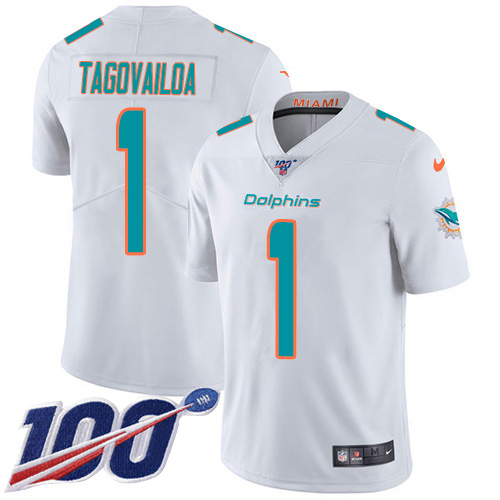 Dolphins #1 Tua Tagovailoa White Youth Stitched 100th Season Vapor Untouchable Limited Jersey cheap jerseys for sale - CheapJerseys.Shop