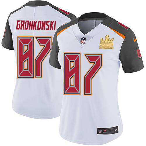 Buccaneers #87 Rob Gronkowski White Women's Super Bowl LV Champions Patch Stitched Vapor Untouchable Limited Jersey cheap jerseys for sale - CheapJerseys.Shop