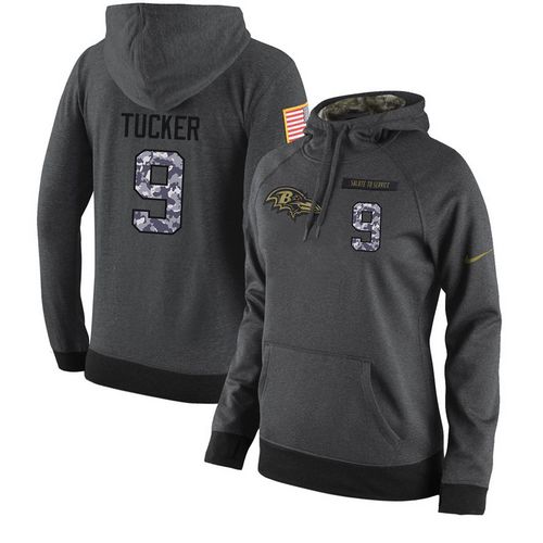 Women's Baltimore Ravens #9 Justin Tucker Stitched Black Anthracite Salute To Service Player Performance Hoodie cheap jerseys for sale - CheapJerseys.Shop