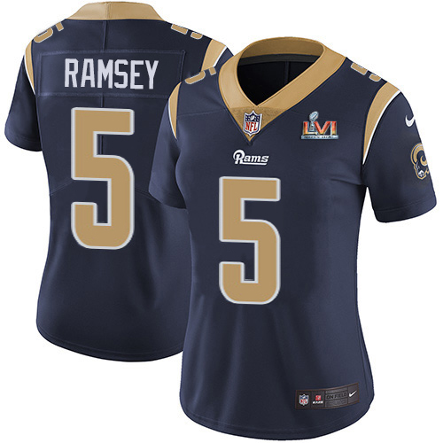 Rams #5 Jalen Ramsey Navy Blue Team Color Super Bowl LIII Bound Women's Stitched Vapor Untouchable Limited Jersey cheap jerseys for sale - CheapJerseys.Shop