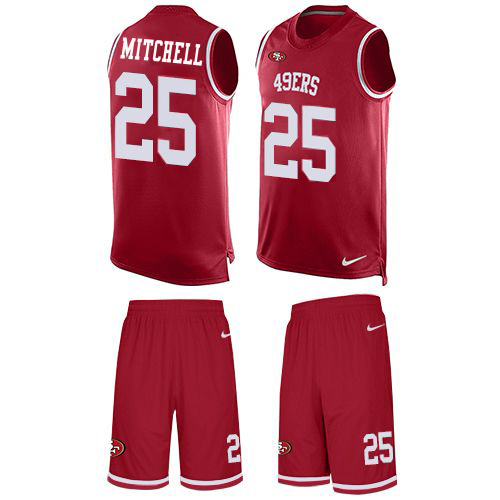 49ers #25 Elijah Mitchell Red Team Color Men's Stitched Limited Tank Top Suit Jersey cheap jerseys for sale - CheapJerseys.Shop