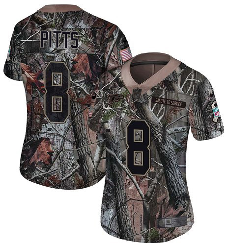 Falcons #8 Kyle Pitts Camo Women's Stitched Limited Rush Realtree Jersey cheap jerseys for sale - CheapJerseys.Shop