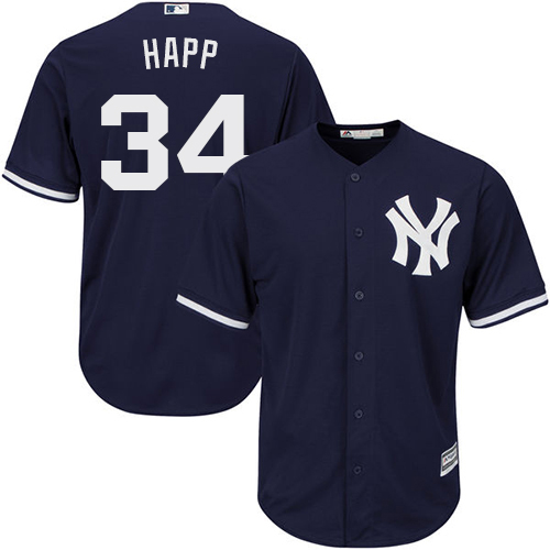 New York Yankees #34 J.A. Happ Navy Blue New Cool Base Stitched Jersey Men's cheap jerseys for sale - CheapJerseys.Shop