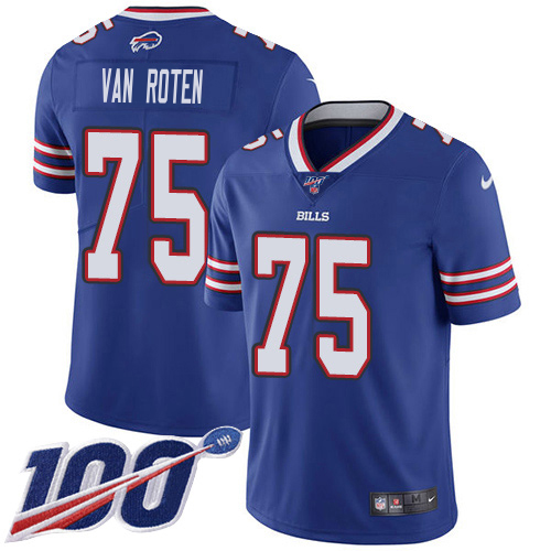 Bills #75 Greg Van Roten Royal Blue Team Color Youth Stitched 100th Season Vapor Limited Jersey cheap jerseys for sale - CheapJerseys.Shop