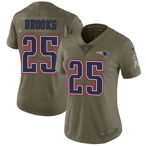 New England Patriots #25 Terrence Brooks Olive Women's Stitched Limited 2017 Salute to Service Jersey Womens cheap jerseys for sale - CheapJerseys.Shop