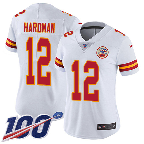Chiefs #12 Mecole Hardman White Women's Stitched 100th Season Vapor Limited Jersey cheap jerseys for sale - CheapJerseys.Shop