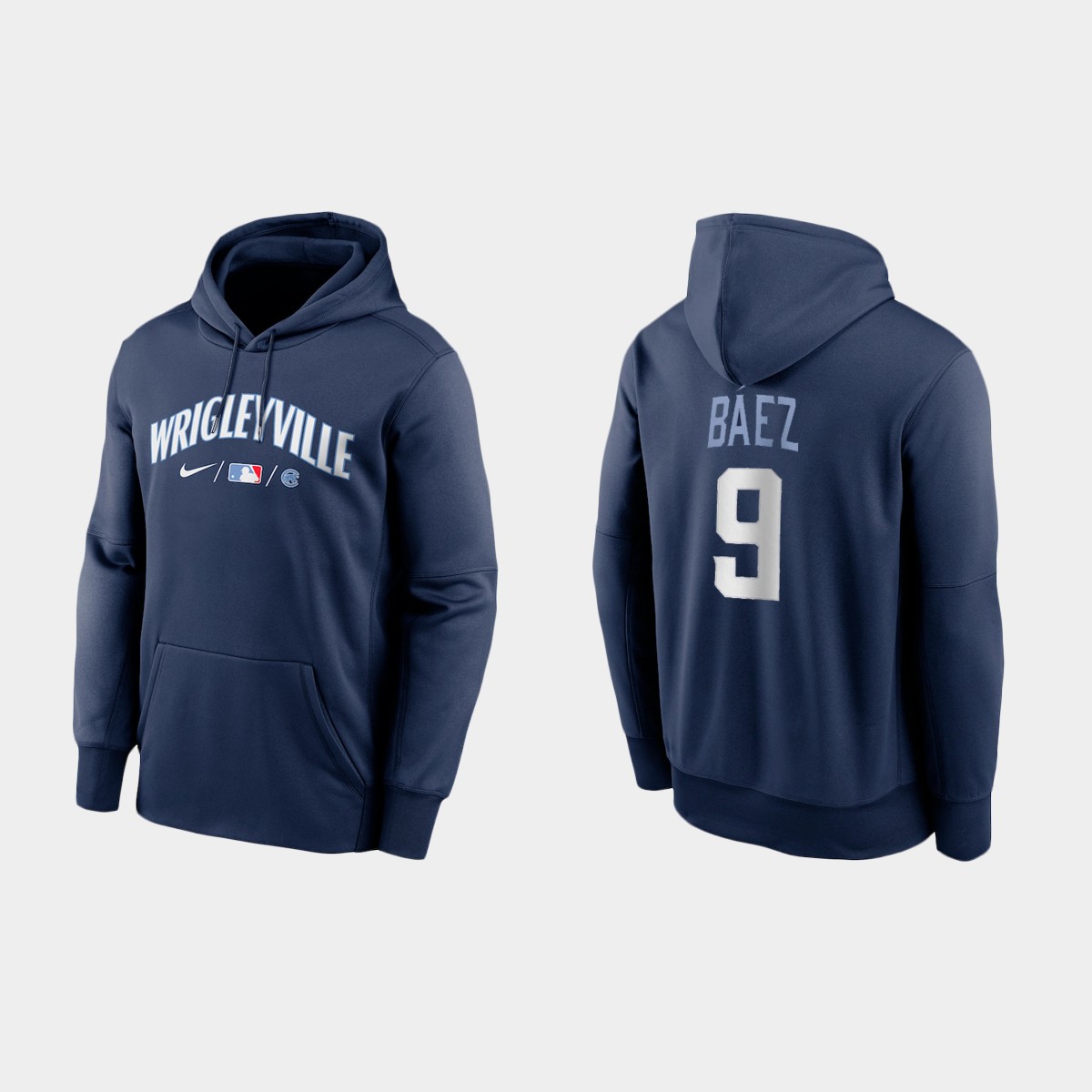 Chicago Cubs #9 Javier Baez Men's 2021 City Connect Navy Therma Hoodie cheap jerseys for sale - CheapJerseys.Shop