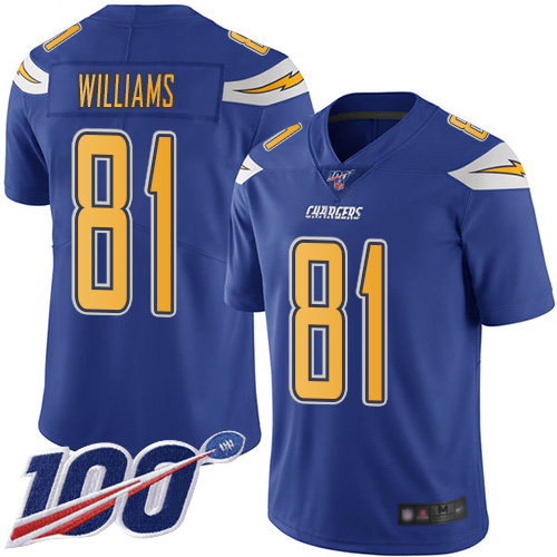 Los Angeles Chargers #81 Mike Williams Electric Blue Men's Stitched Limited Rush 100th Season Jersey Men's cheap jerseys for sale - CheapJerseys.Shop