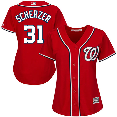 Washington Nationals #31 Max Scherzer Red Alternate Women's Stitched Jersey Womens cheap jerseys for sale - CheapJerseys.Shop