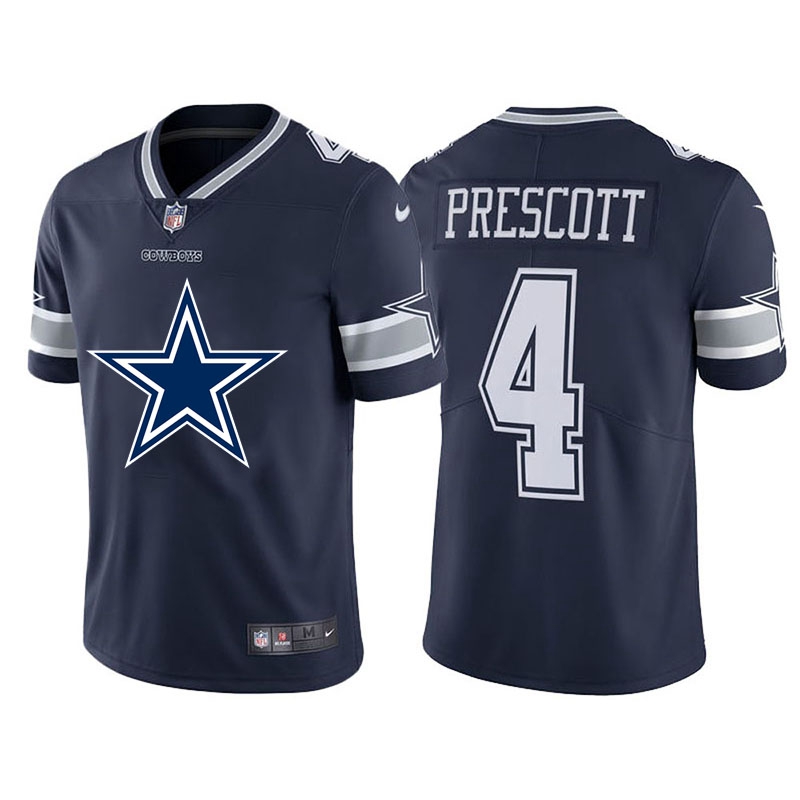Dallas Cowboys #4 Dak Prescott Navy Blue Men's Big Team Logo Vapor Limited Jersey cheap jerseys for sale - CheapJerseys.Shop