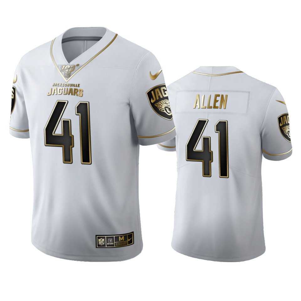 Jacksonville Jaguars #41 Josh Allen Men's White Golden Edition Vapor Limited 100 Jersey cheap jerseys for sale - CheapJerseys.Shop