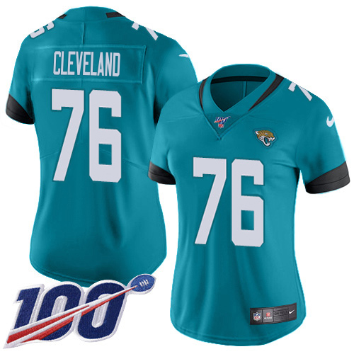 Jaguars #76 Ezra Cleveland Teal Green Alternate Women's Stitched 100th Season Vapor Untouchable Limited Jersey cheap jerseys for sale - CheapJerseys.Shop