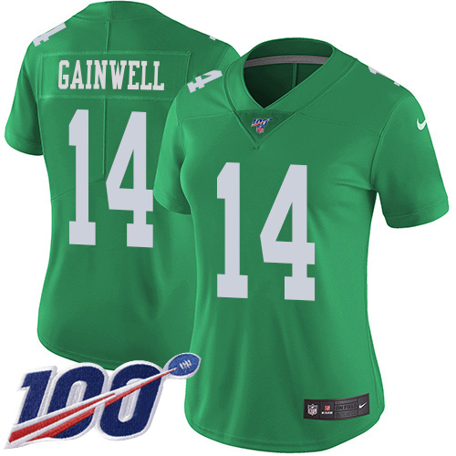 Eagles #14 Kenneth Gainwell Green Women's Stitched Limited Rush 100th Season Jersey cheap jerseys for sale - CheapJerseys.Shop