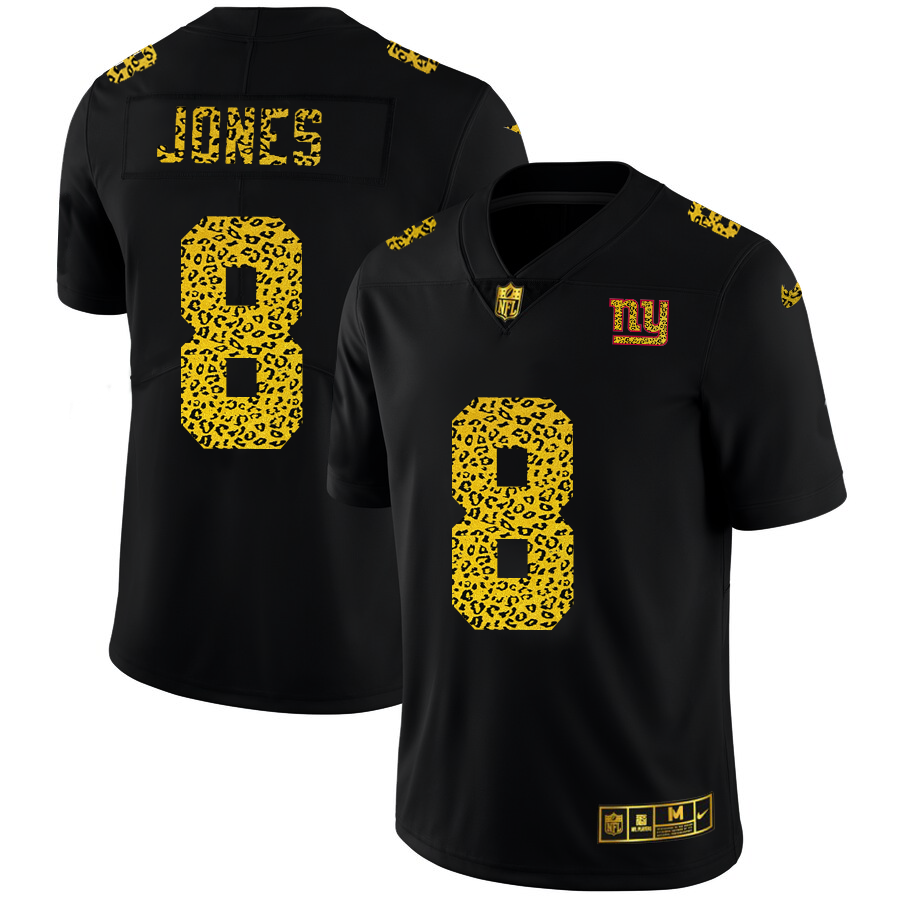 New York Giants #8 Daniel Jones Men's Leopard Print Fashion Vapor Limited Jersey Black cheap jerseys for sale - CheapJerseys.Shop