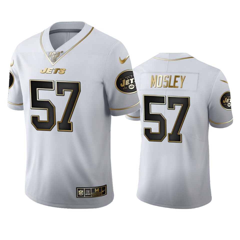New York Jets #57 C.J. Mosley Men's White Golden Edition Vapor Limited 100 Jersey cheap jerseys for sale - CheapJerseys.Shop