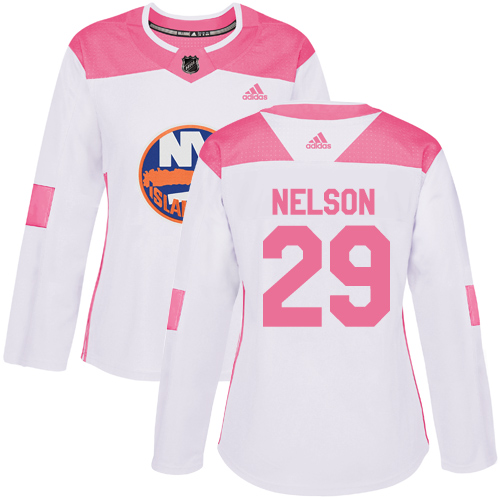 New York Islanders #29 Brock Nelson White/Pink Authentic Fashion Women's Stitched Jersey Womens cheap jerseys for sale - CheapJerseys.Shop