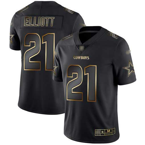 Cowboys #21 Ezekiel Elliott Black/Gold Men's Stitched Vapor Untouchable Limited Jersey cheap jerseys for sale - CheapJerseys.Shop
