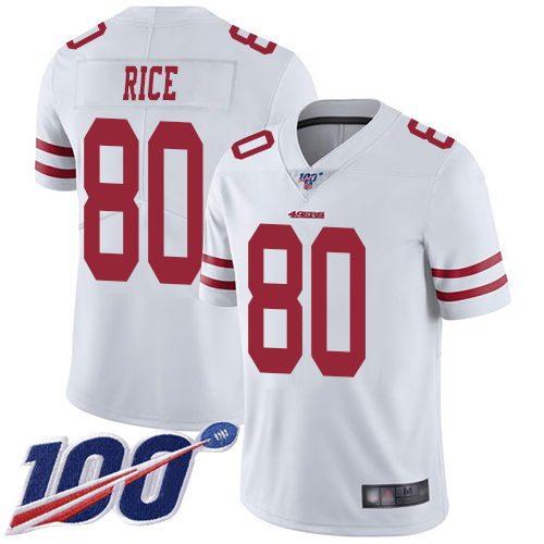 49ers #80 Jerry Rice White Men's Stitched 100th Season Vapor Limited Jersey cheap jerseys for sale - CheapJerseys.Shop