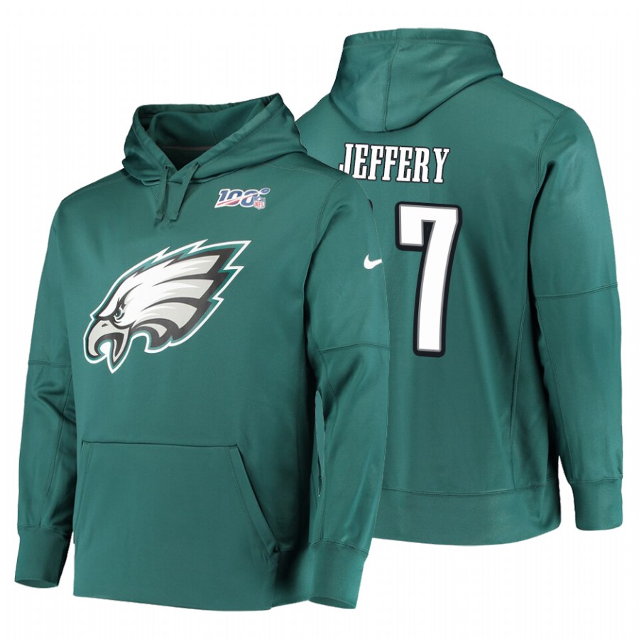 Philadelphia Eagles #17 Alshon Jeffery 100 Primary Logo Circuit Name & Number Pullover Hoodie Midnight Green cheap jerseys for sale - CheapJerseys.Shop