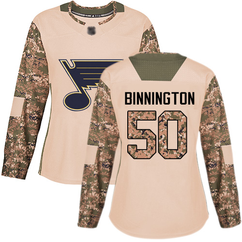 St. Louis Blues #50 Jordan Binnington Camo Authentic 2017 Veterans Day Women's Stitched Jersey Womens cheap jerseys for sale - CheapJerseys.Shop