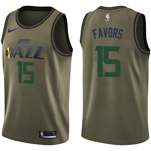 Utah Jazz #15 Derrick Favors Green Salute to Service Youth Swingman Jersey Youth cheap jerseys for sale - CheapJerseys.Shop