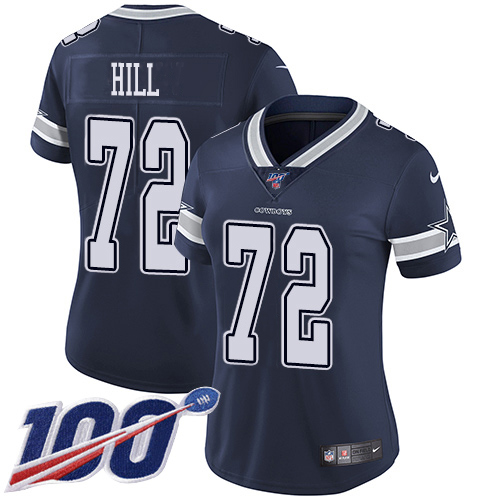 Dallas Cowboys #72 Trysten Hill Navy Blue Team Color Women's Stitched 100th Season Vapor Untouchable Limited Jersey Womens cheap jerseys for sale - CheapJerseys.Shop