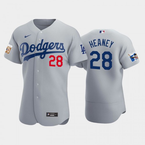 Los Angeles Los Angeles Dodgers #28 Andrew Heaney Men's Jackie Robinson 75th Anniversary Authentic Jersey - Gray Men's cheap jerseys for sale - CheapJerseys.Shop